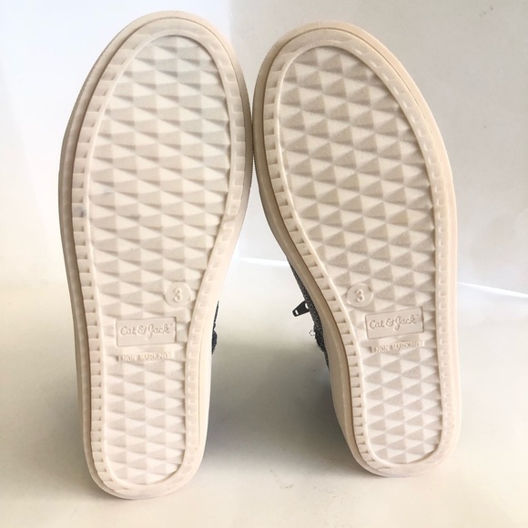 Cat & Jack Girls Annora Sock Silver Metallic Glitter High Top Sneakers Size 3 - Picture 11 of 14